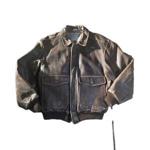 Vintage Aeropostale Aviator Flight Bomber Leather Jacket 40
